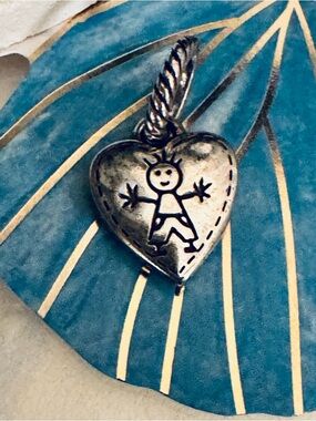 Brighton Silver Heart Charm with Boy Stick Figure